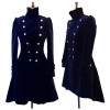 Women Blue Velvet Coat Double Breasted Frock Women Gothic Coat